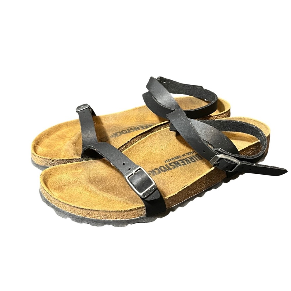 Birkenstock Salina Sandals Womens 37 Black Strappy Cork Footbed Slides